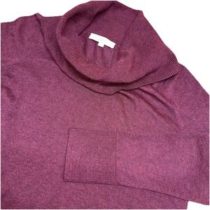 Loft Burgundy Cowl Neck‎ Long Sleeve Ribbed Knit Tunic Sweater Women's XL